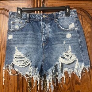 Impressions Blue Distressed Jean Shorts